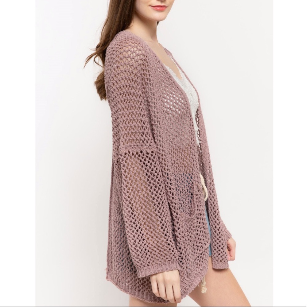 Olive Open front open light weight knit cardigan - Picture 6 of 8